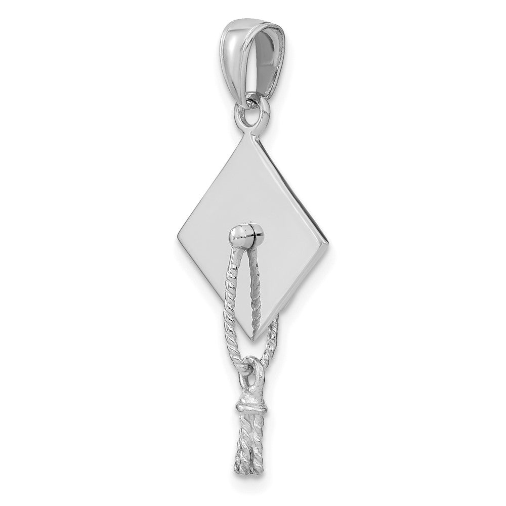10K White Gold 3-D Graduation Cap w/ Moveable Tassle Charm
