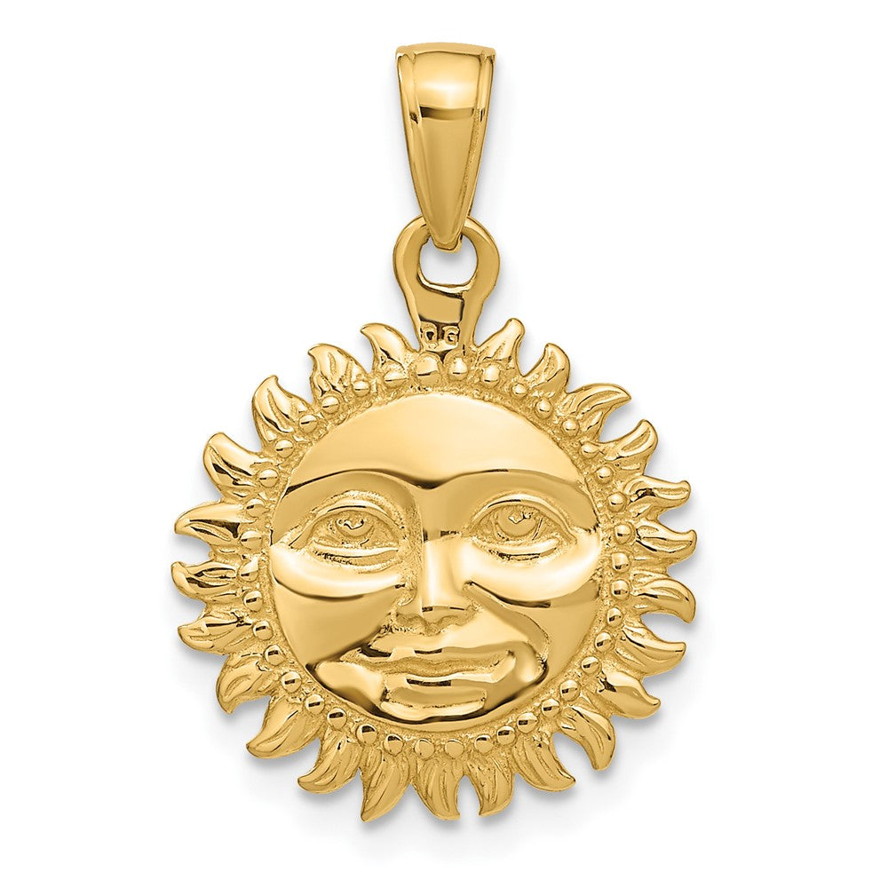 10k Solid Polished Reversible Sun Pendant