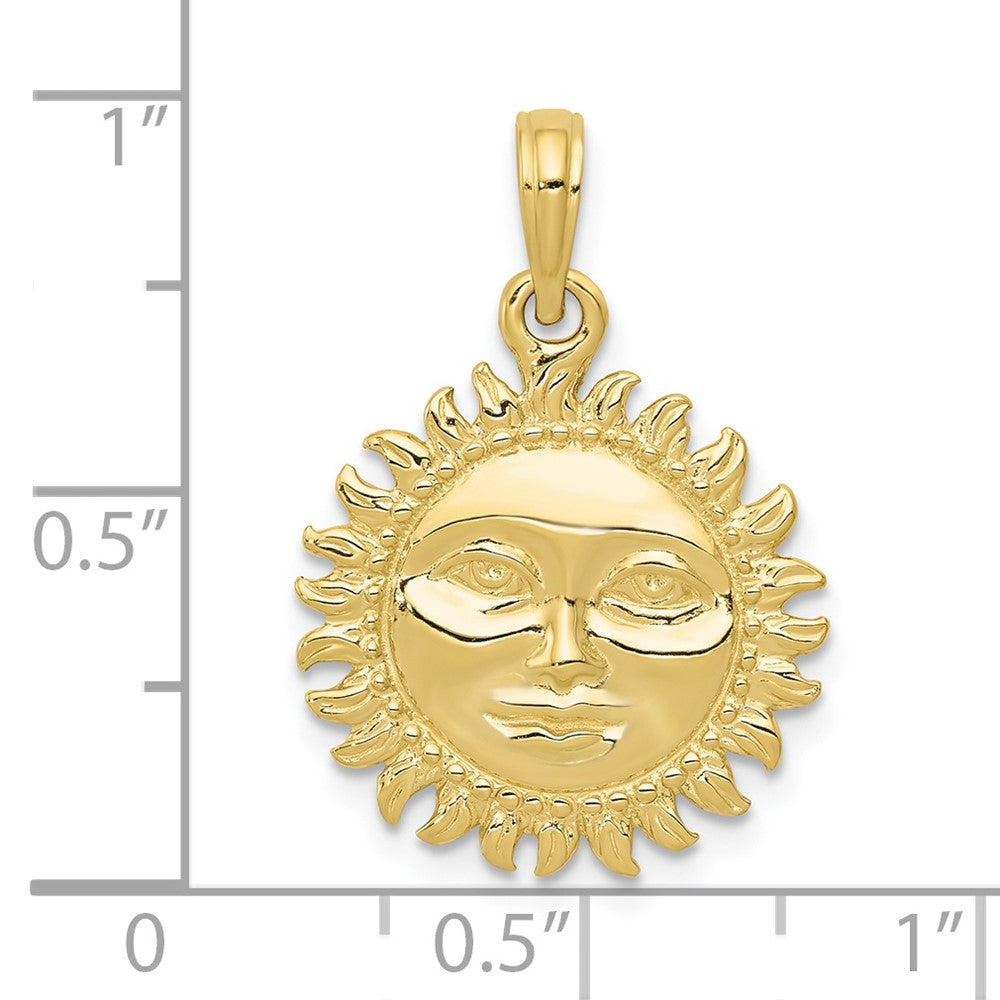 10k Solid Polished Reversible Sun Pendant