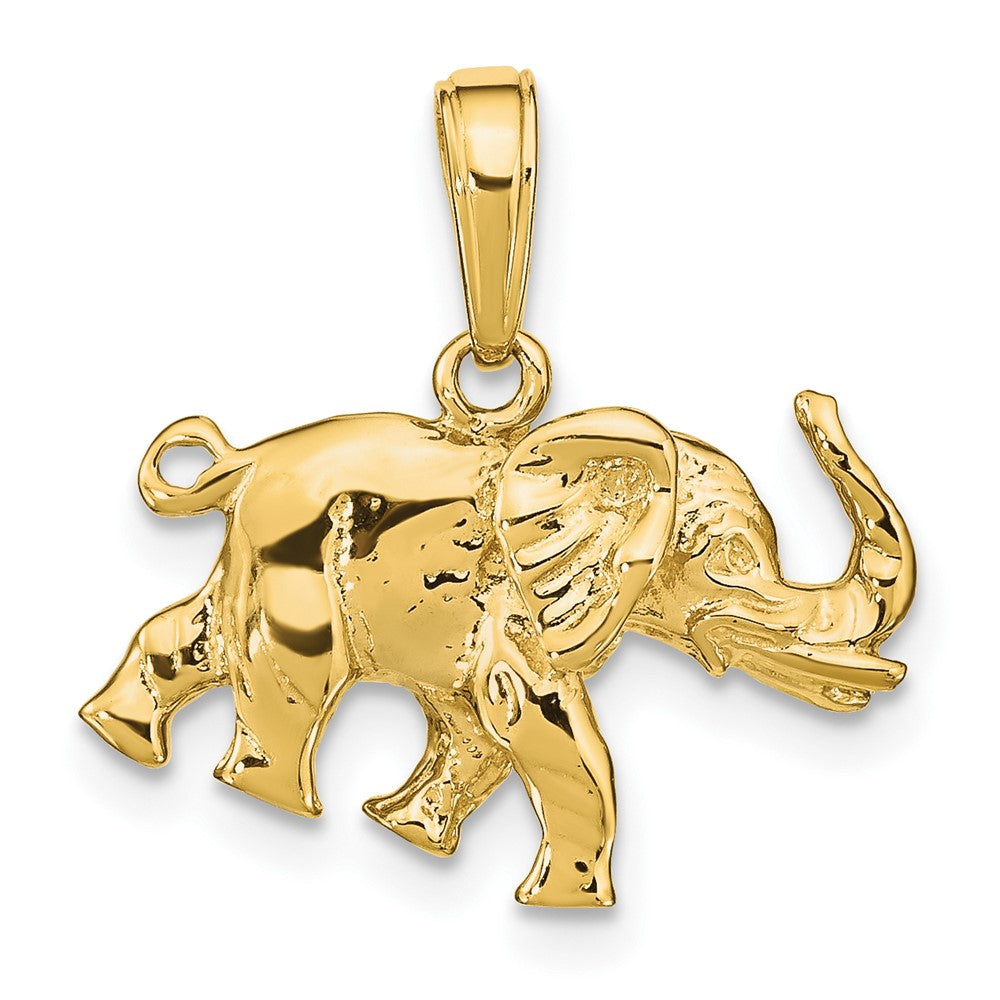 10K Polished 3-D Elephant Pendant