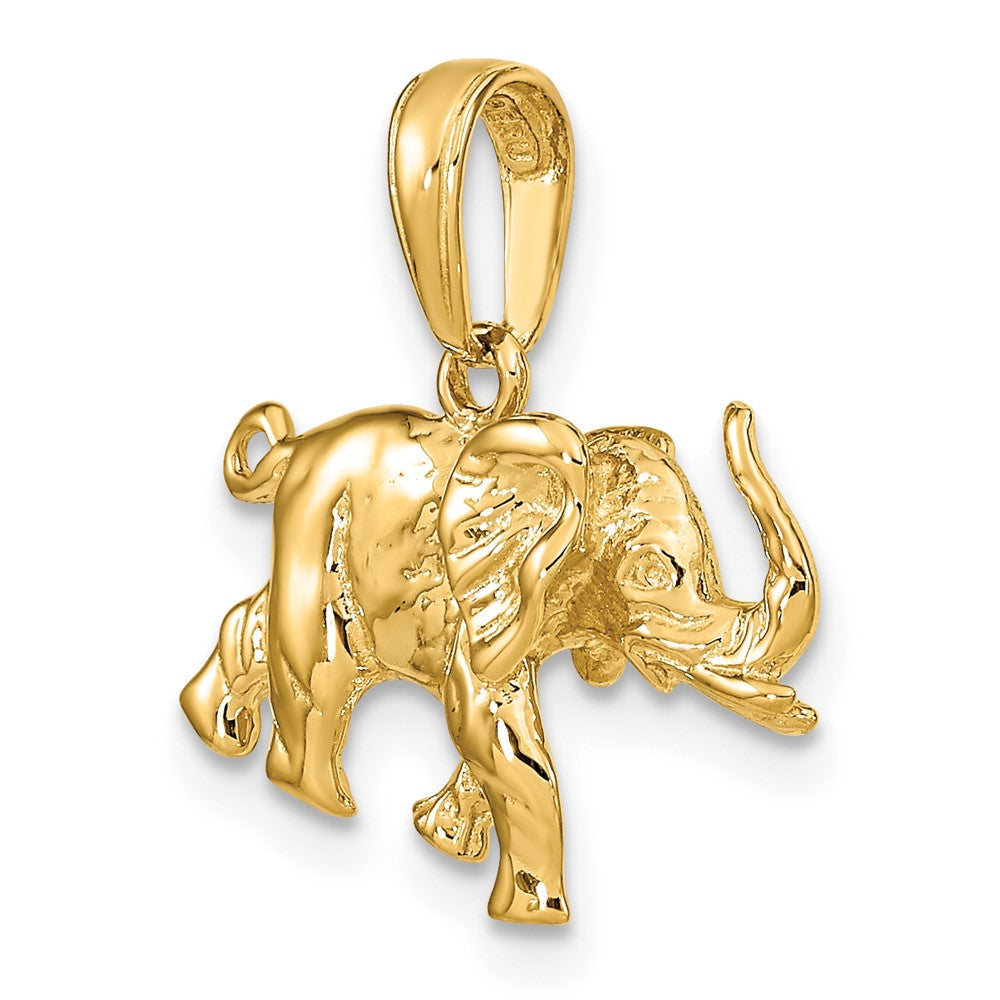 10K Polished 3-D Elephant Pendant