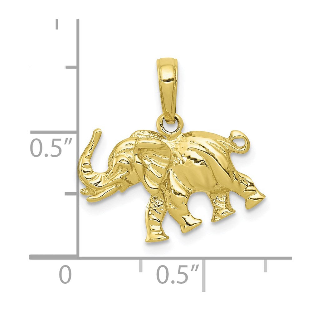 10K Polished 3-D Elephant Pendant