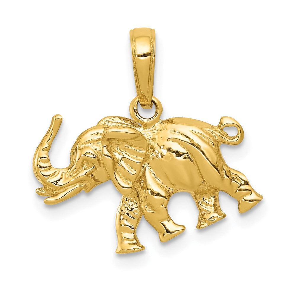 10K Polished 3-D Elephant Pendant