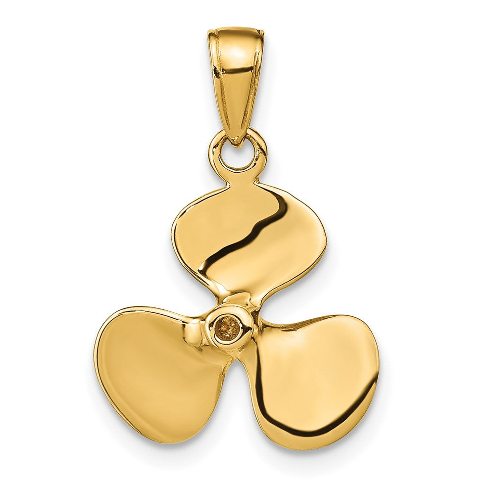 10K Polished 3-D Propeller Pendant