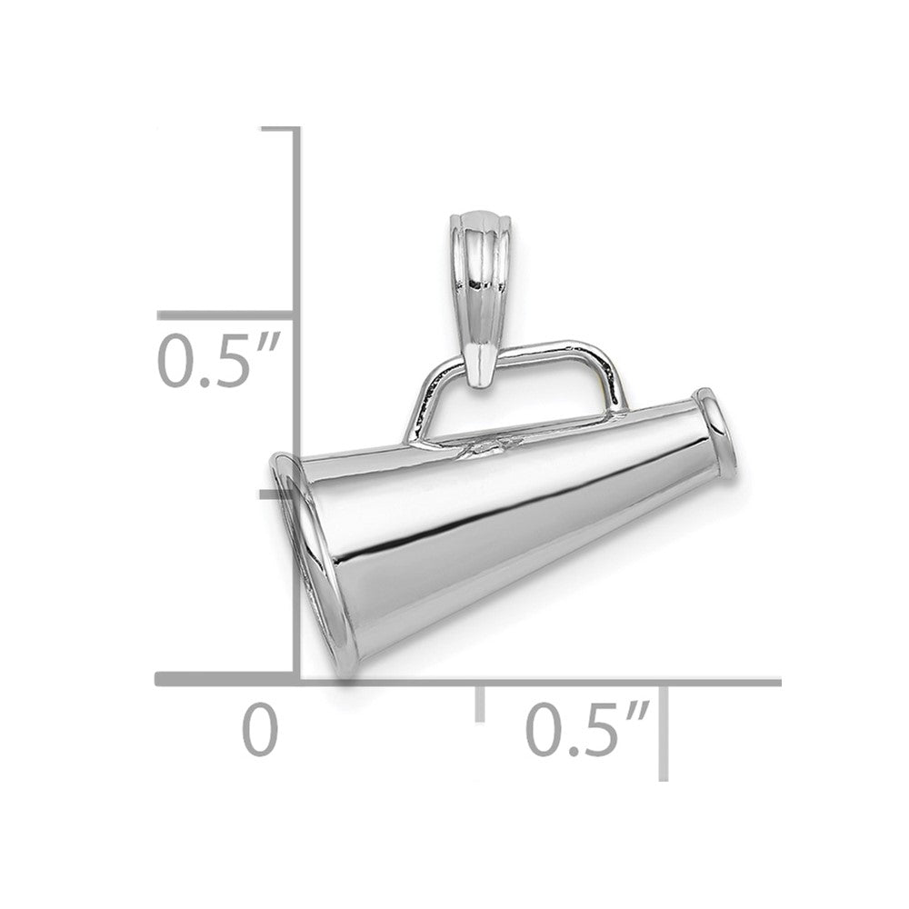 10K White Gold Polished 3-D Small Megaphone Pendant