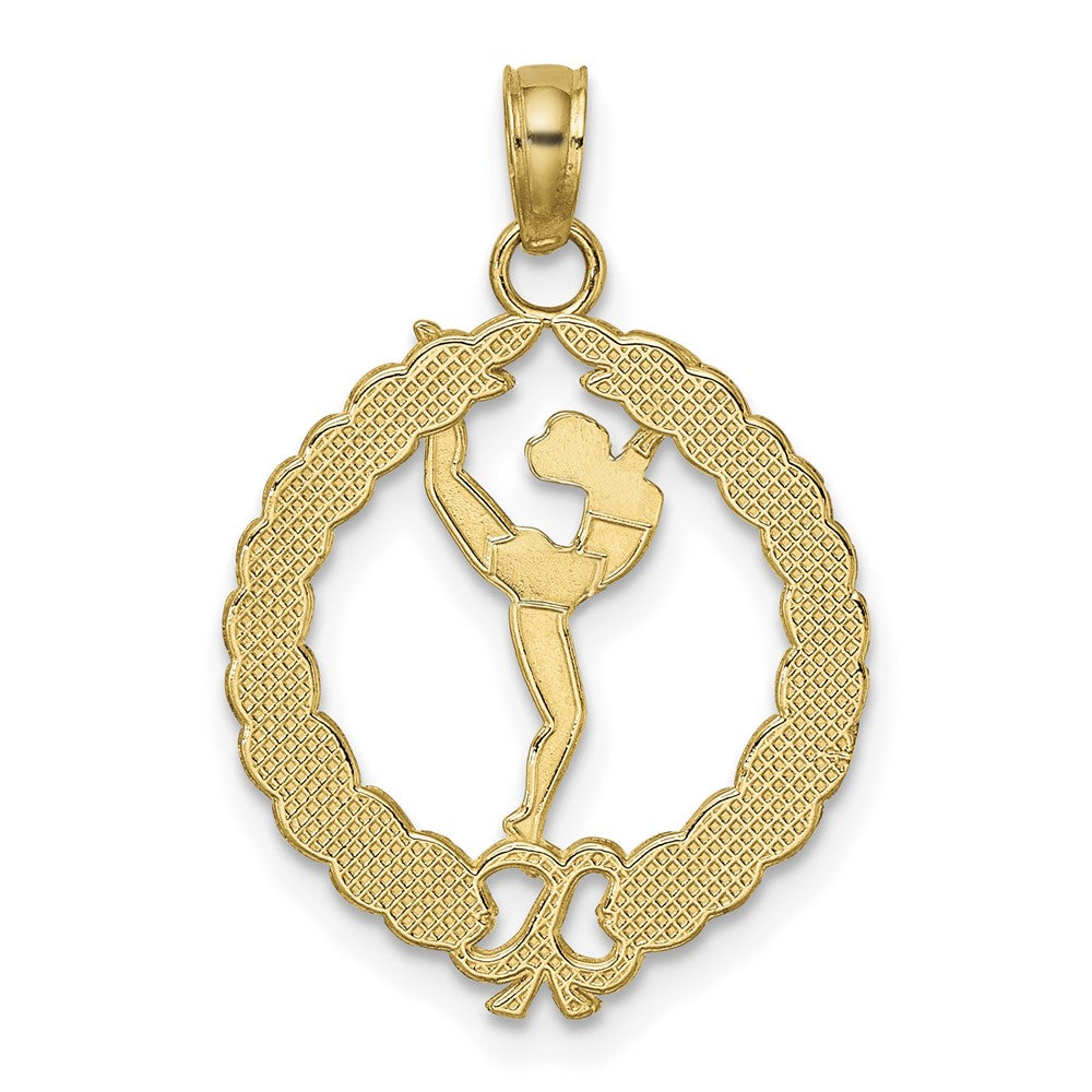 10K Solid Polished Framed Gymnast Pendant