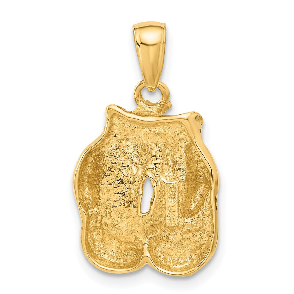10K Solid Polished Open-Backed Boxing Gloves Pendant