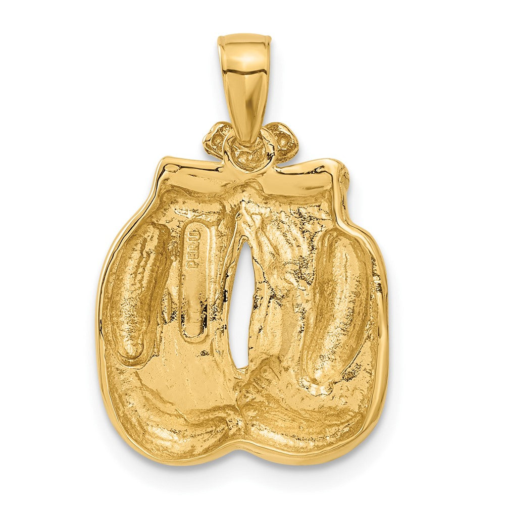 10k Solid Polished Open-Backed Boxing Gloves Pendant