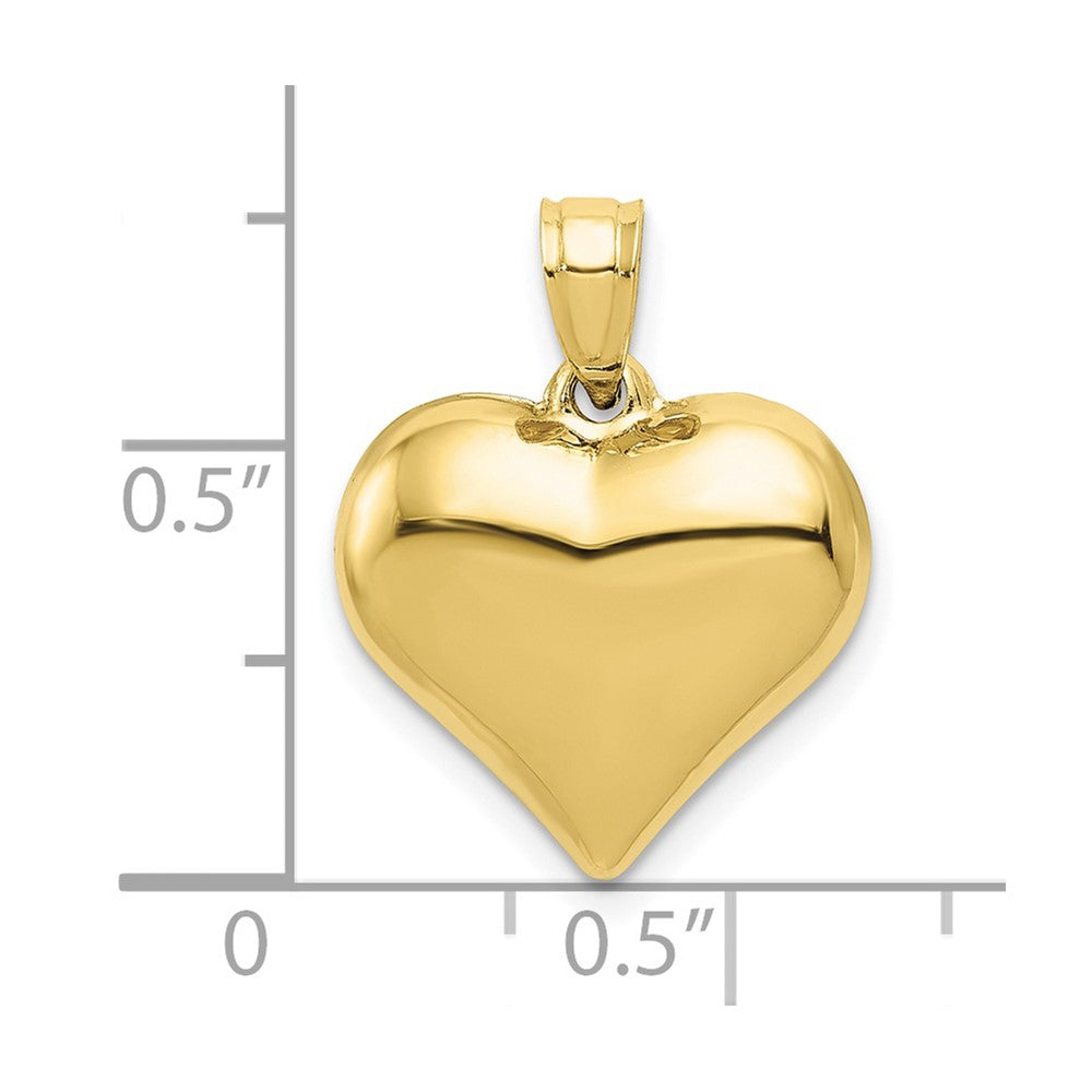 10K Polished 3-D Heart Pendant