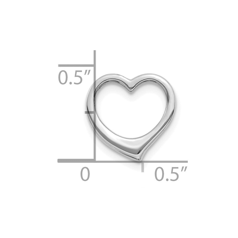 10K White Gold Polished Heart Chain Slide