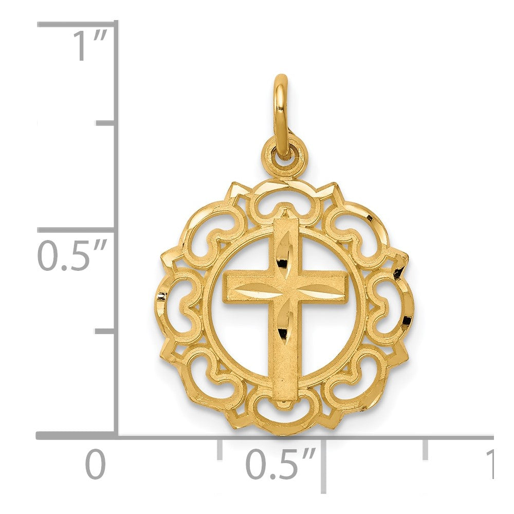 10K Cross In Frame Charm