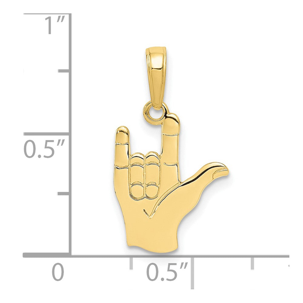 10K I Love You Hand/ Sign Language Pendant