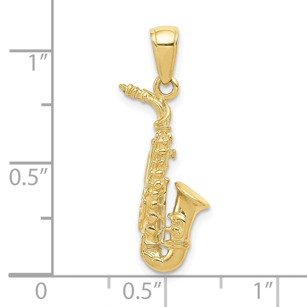 10k 3-D Saxophone Pendant