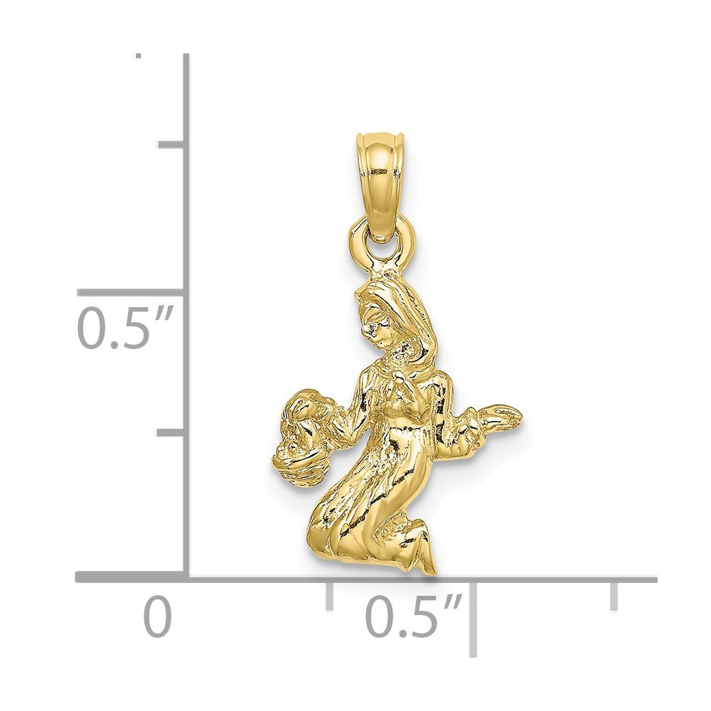 10K 3-D Virgo Zodiac Pendant