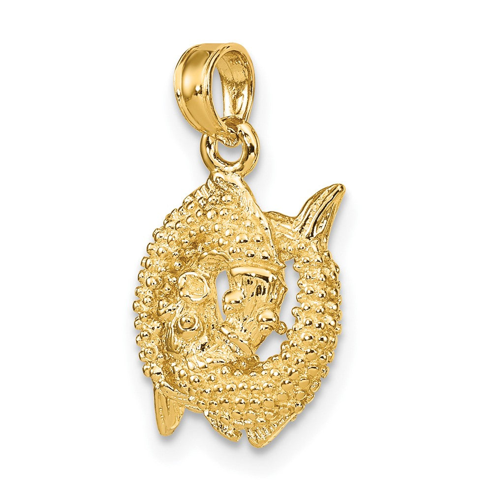 10K 3-D Pisces Zodiac Pendant