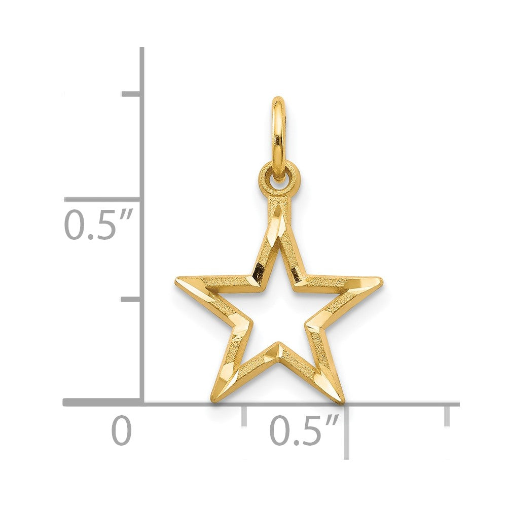 10K Diamond-Cut Flat Back Star Charm