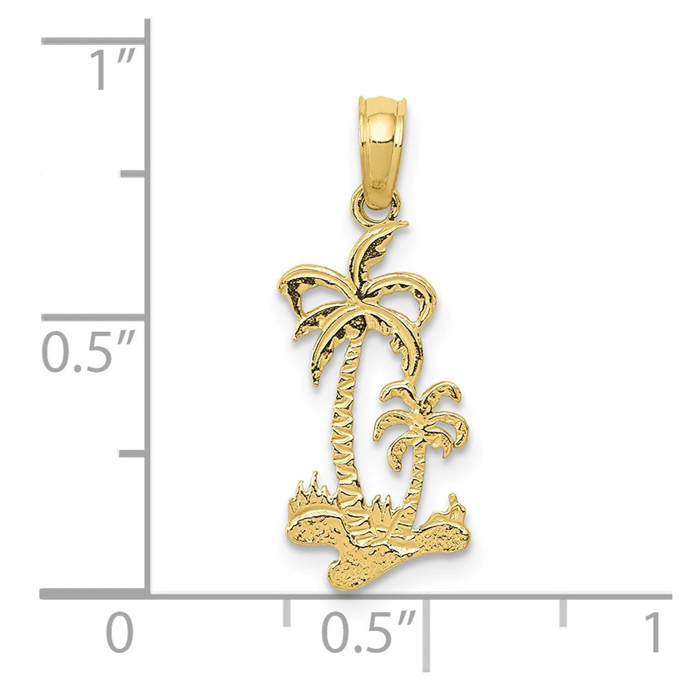 10K Double Palm Trees Pendant