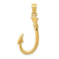 10K 3D Fish Hook Pendant
