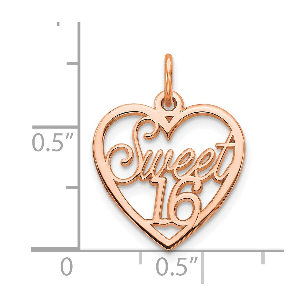 10K Rose Gold SWEET 16 Charm