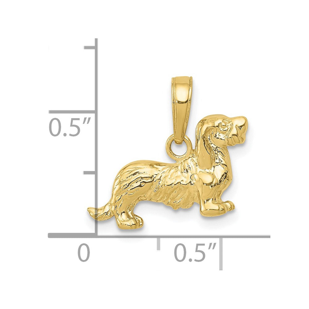 10K Long-Haired Dachshund Dog Pendant
