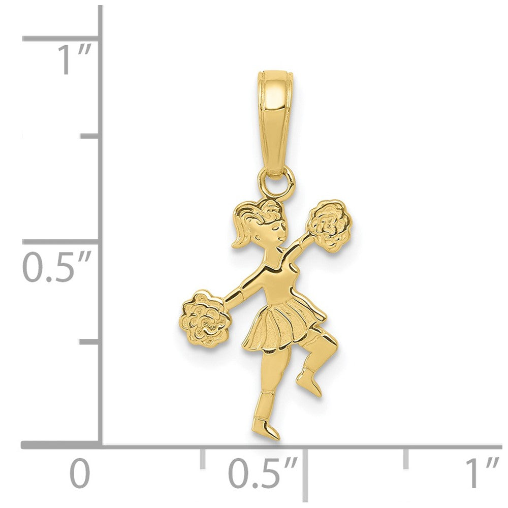 10K Cheerleader with Pom-Poms Pendant