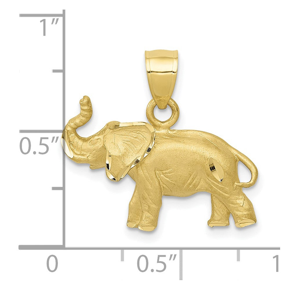 10K Diamond-cut Elephant Pendant