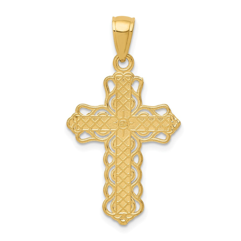 10K Lace Trim Cross Pendant
