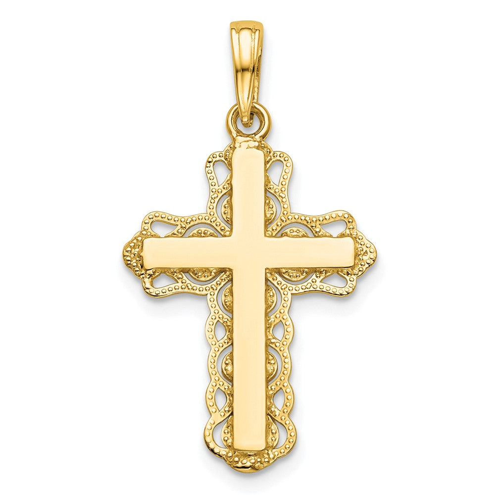 10K Lace Trim Cross Pendant