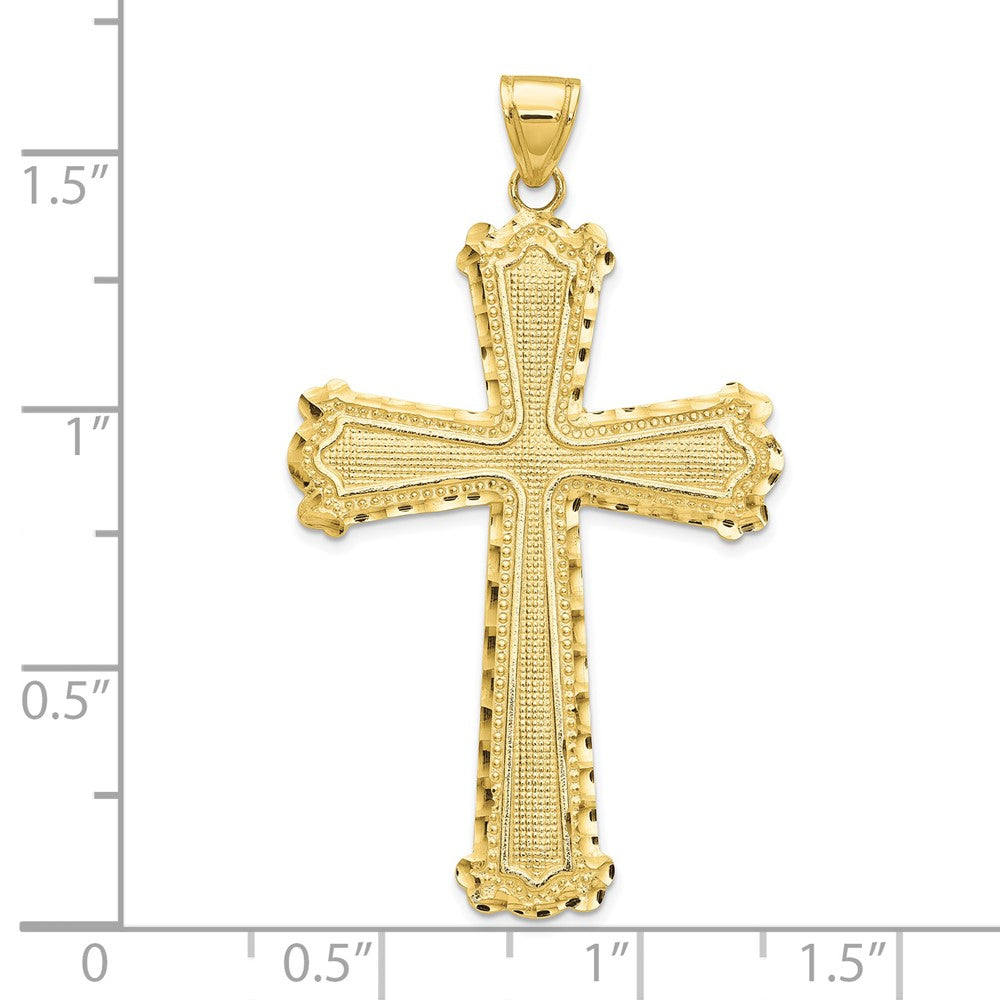 10K Diamond-cut Cross Pendant