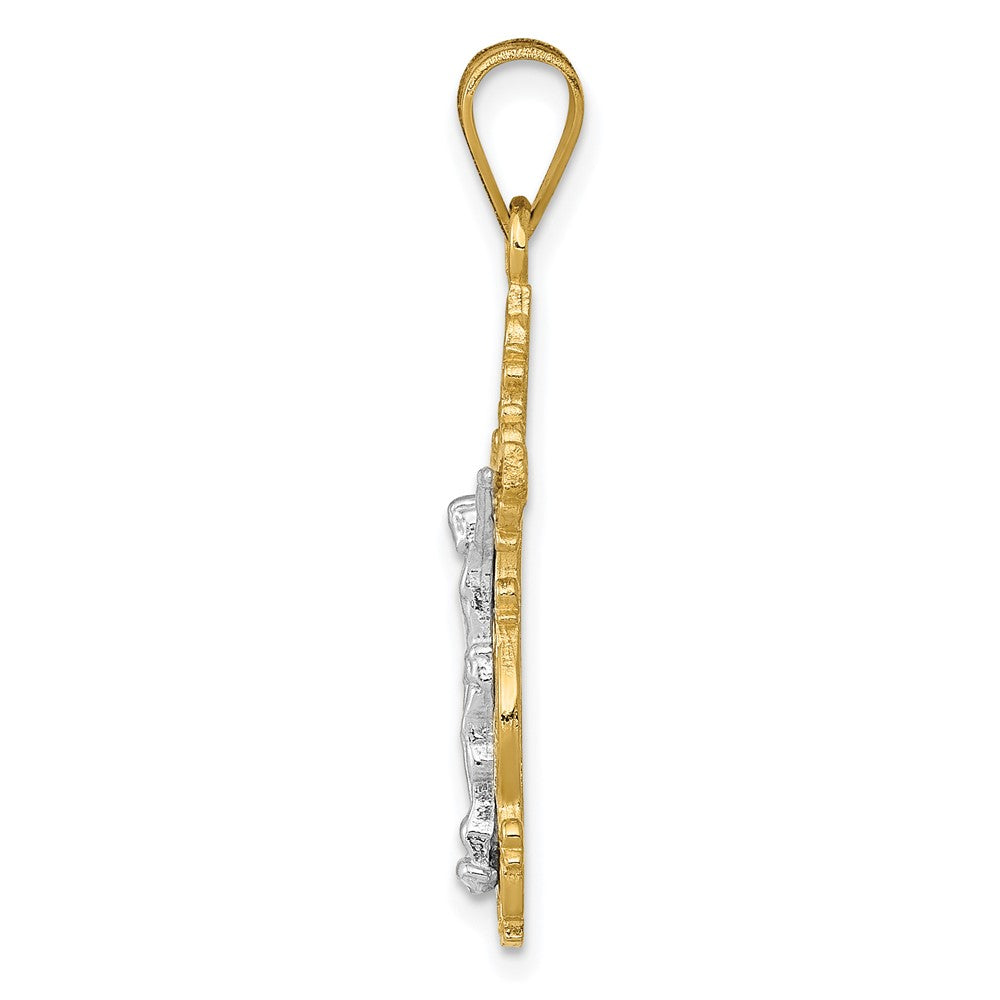 10K Two-tone Small Narrow Cross w/Crucifix Pendant