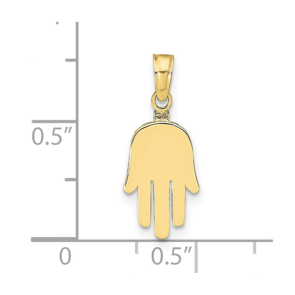 10K Large Solid Hamsa Pendant