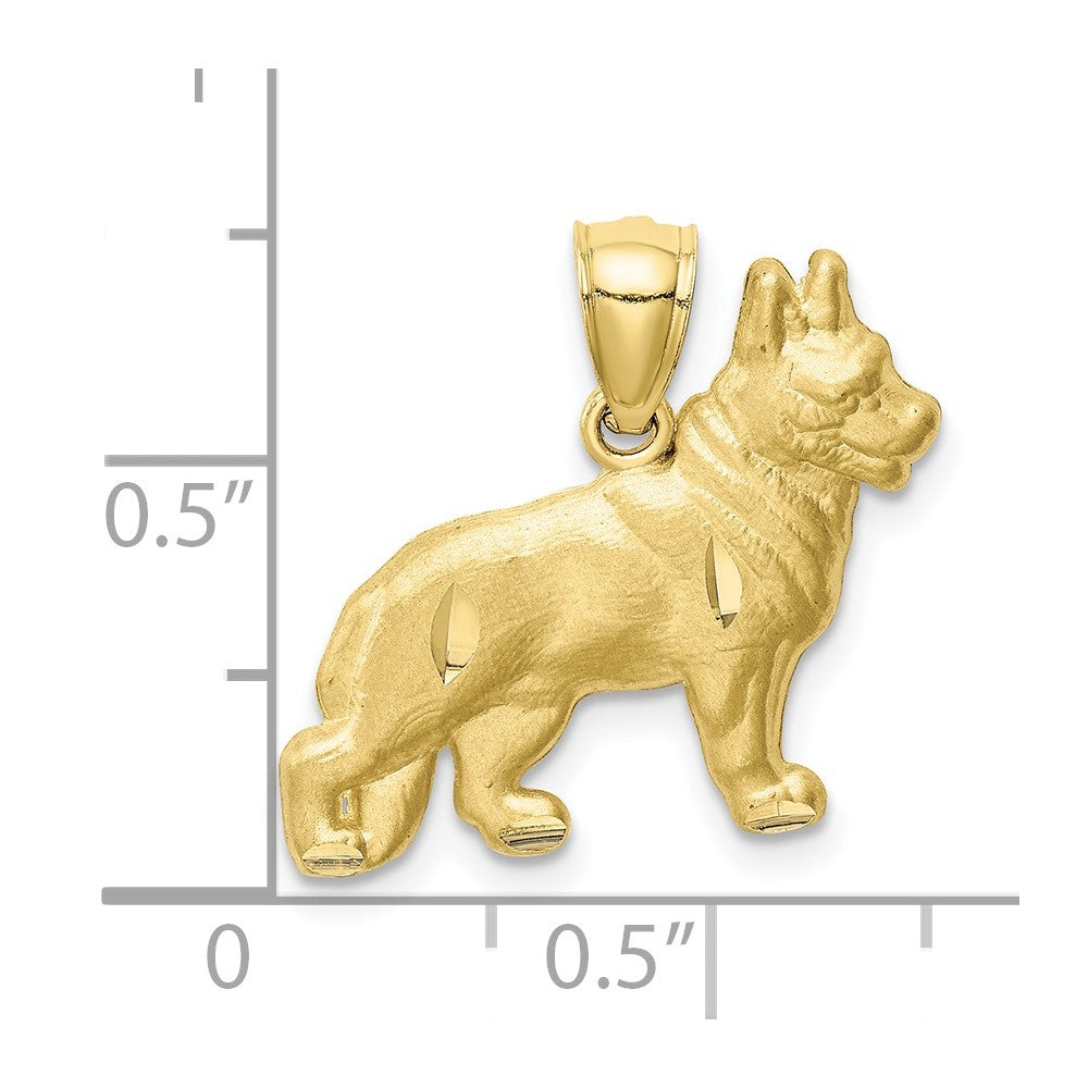 10K Diamond-cut German Shepherd Pendant