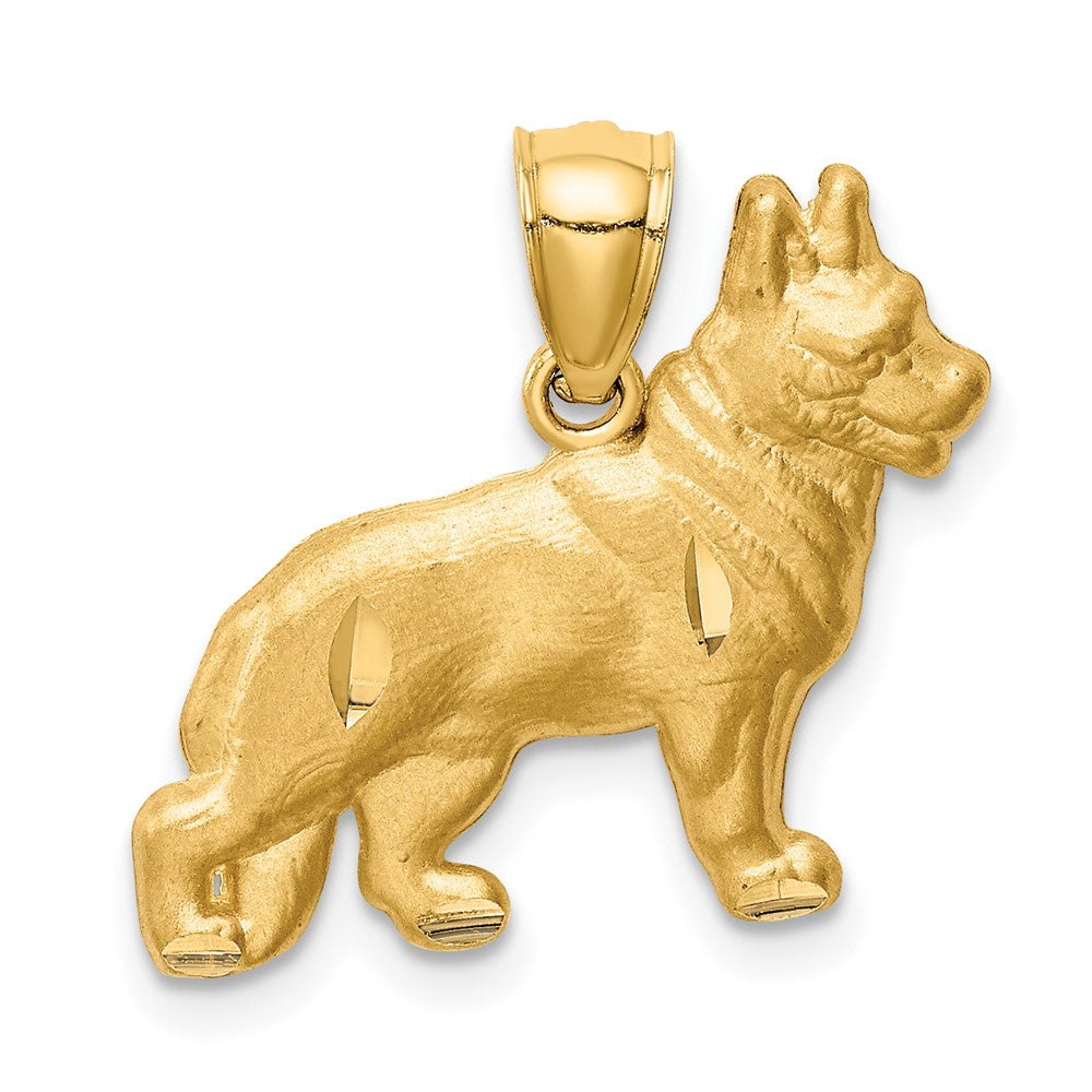 10K Diamond-cut German Shepherd Pendant