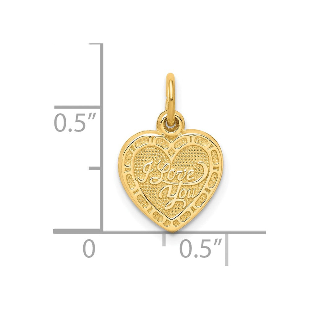 10K I LOVE YOU Heart Charm