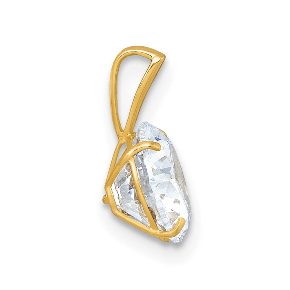 10k Polished 8mm CZ Round Solitaire Pendant