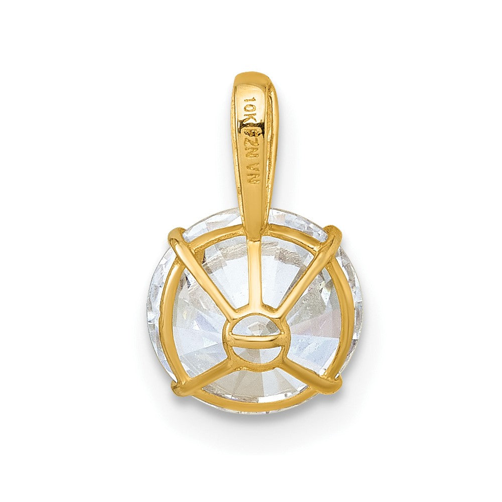 10k Polished 8mm CZ Round Solitaire Pendant