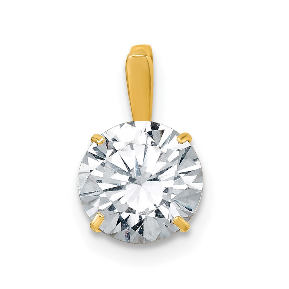 10k Polished 8mm CZ Round Solitaire Pendant