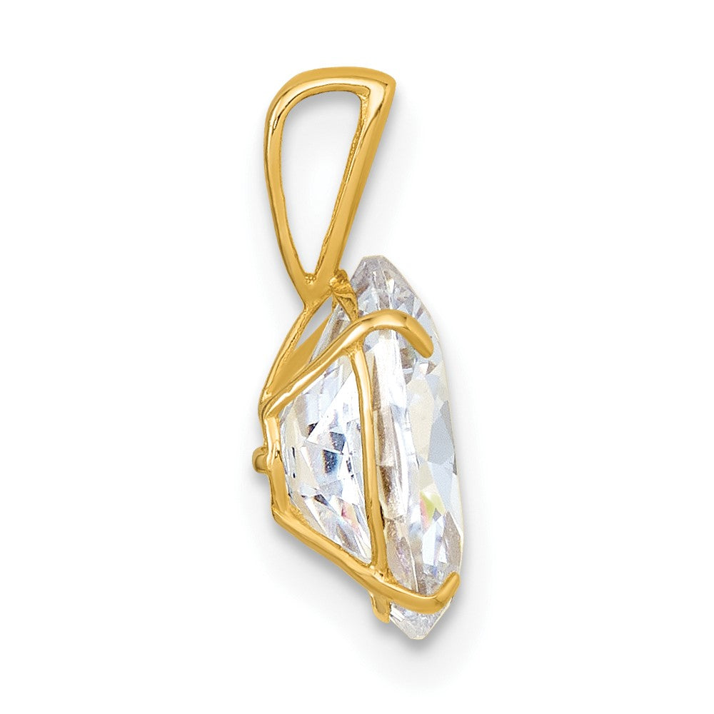 10k Polished White 8x10mm Oval CZ Pendant