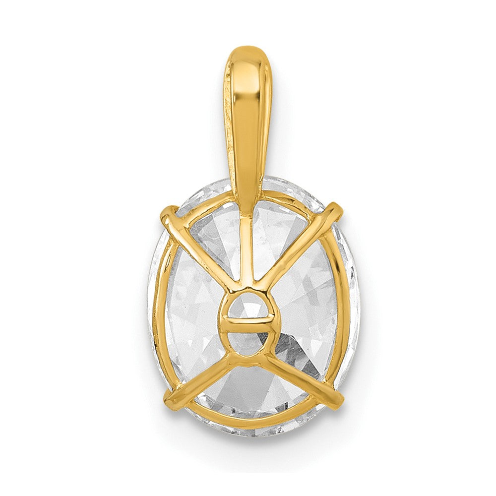 10k Polished White 8x10mm Oval CZ Pendant