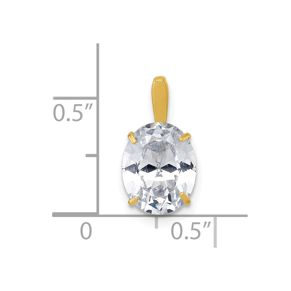 10k Polished White 8x10mm Oval CZ Pendant
