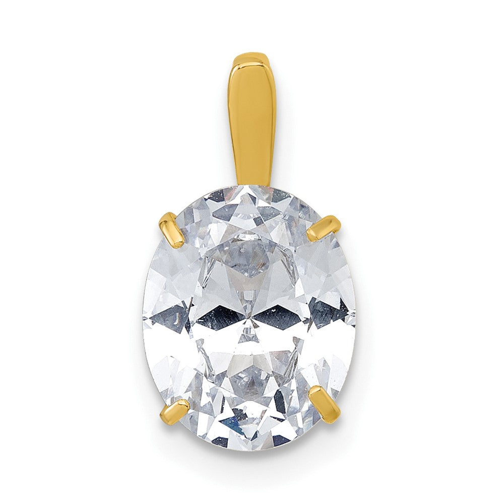 10k Polished White 8x10mm Oval CZ Pendant