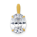 10k Polished White 8x10mm Oval CZ Pendant