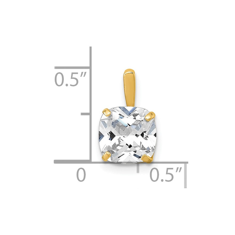 10k Polished Cushion 8mm CZ Solitaire Pendant