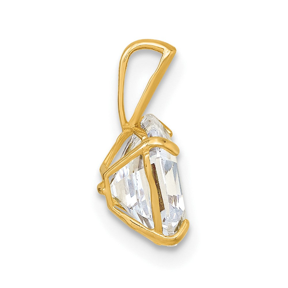 10k Polished 8mm CZ Modified Square Cut Pendant
