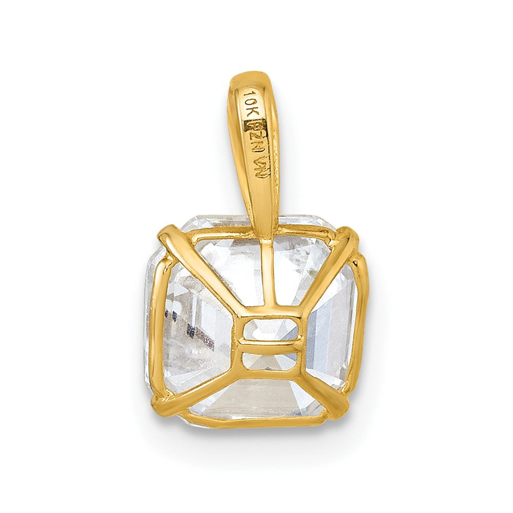 10k Polished 8mm CZ Modified Square Cut Pendant