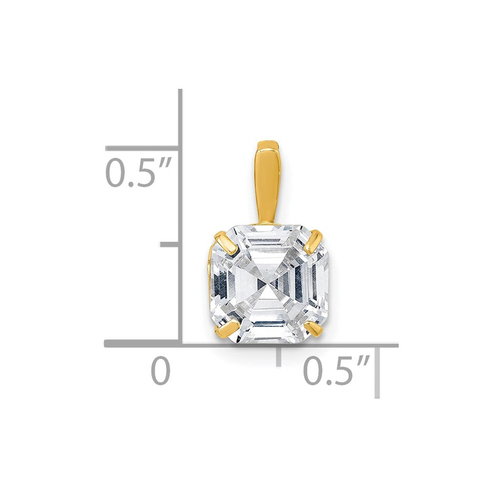 10k Polished 8mm CZ Modified Square Cut Pendant