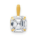 10k Polished 8mm CZ Modified Square Cut Pendant