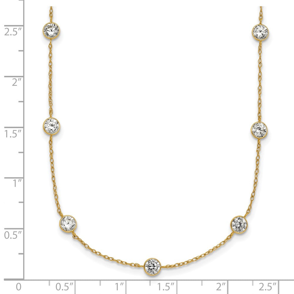 10k Polished Bezel CZ 9 Station Necklace
