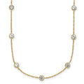 10k Polished Bezel CZ 9 Station Necklace