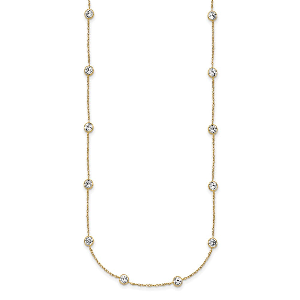 10k Polished CZ 14 Station Necklace